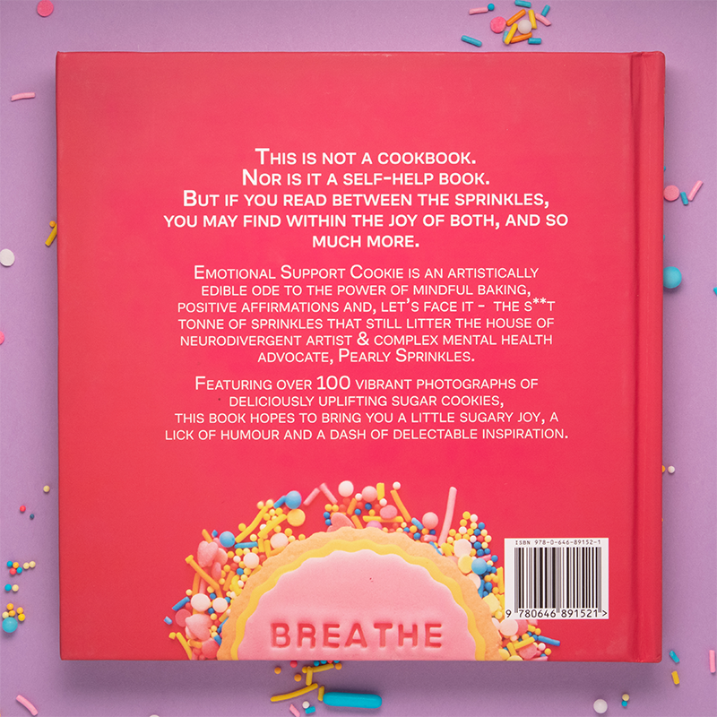 pink book back cover with barcode on purple background